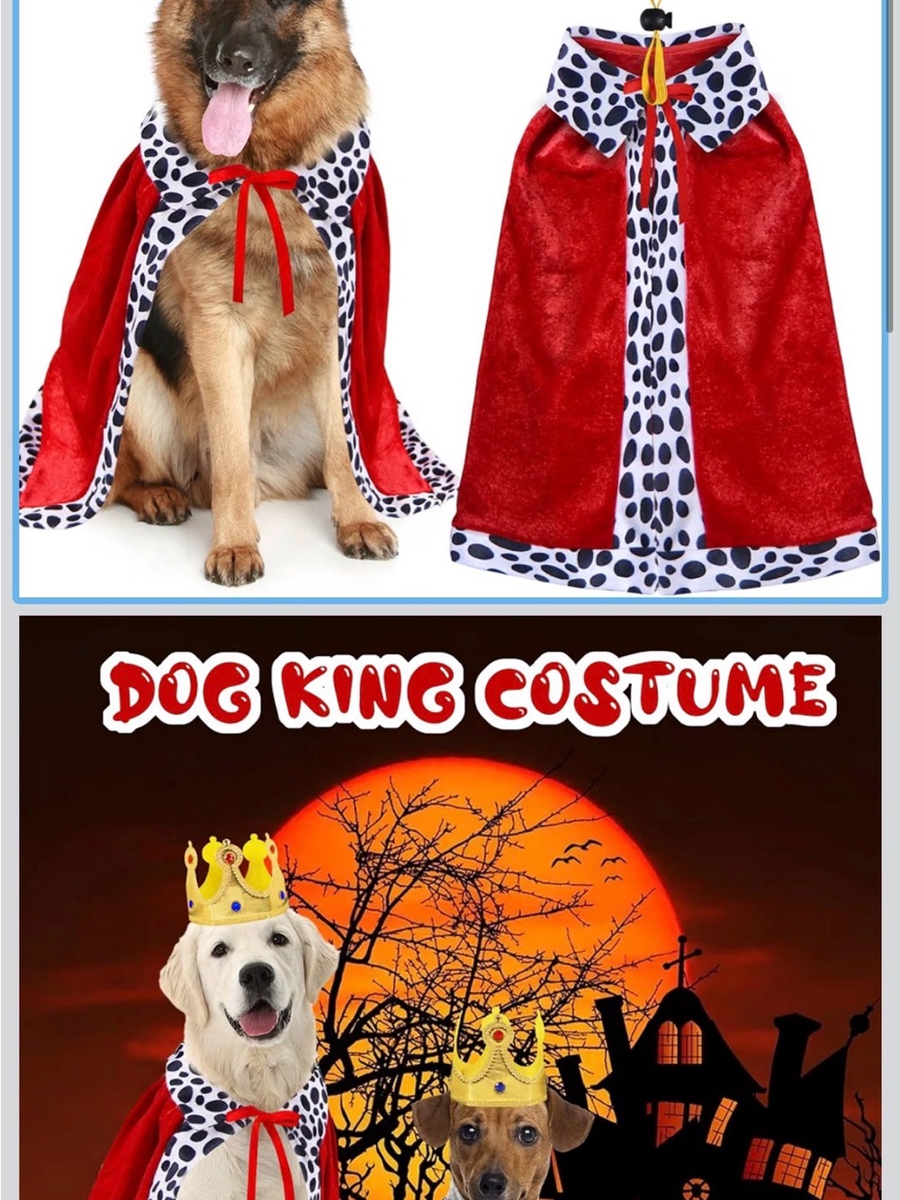 Dogs Red King Cape Costume for Large Dogs
